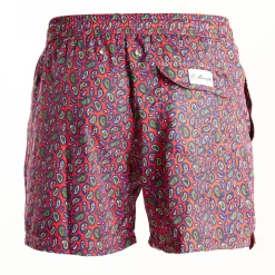 Red Swim Shorts- Paisley Pattern