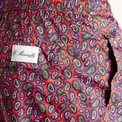 Red Swim Shorts- Paisley Pattern