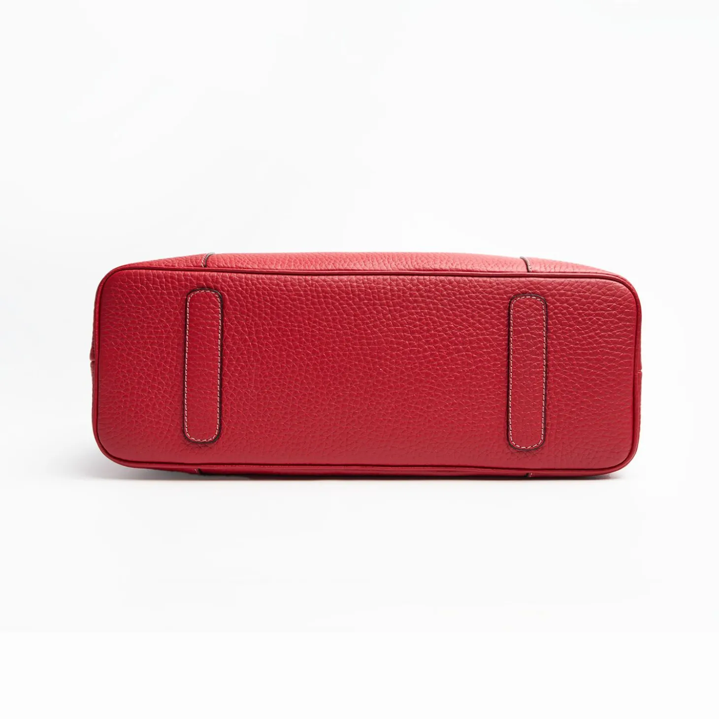Red Textured Leather Tote Bag