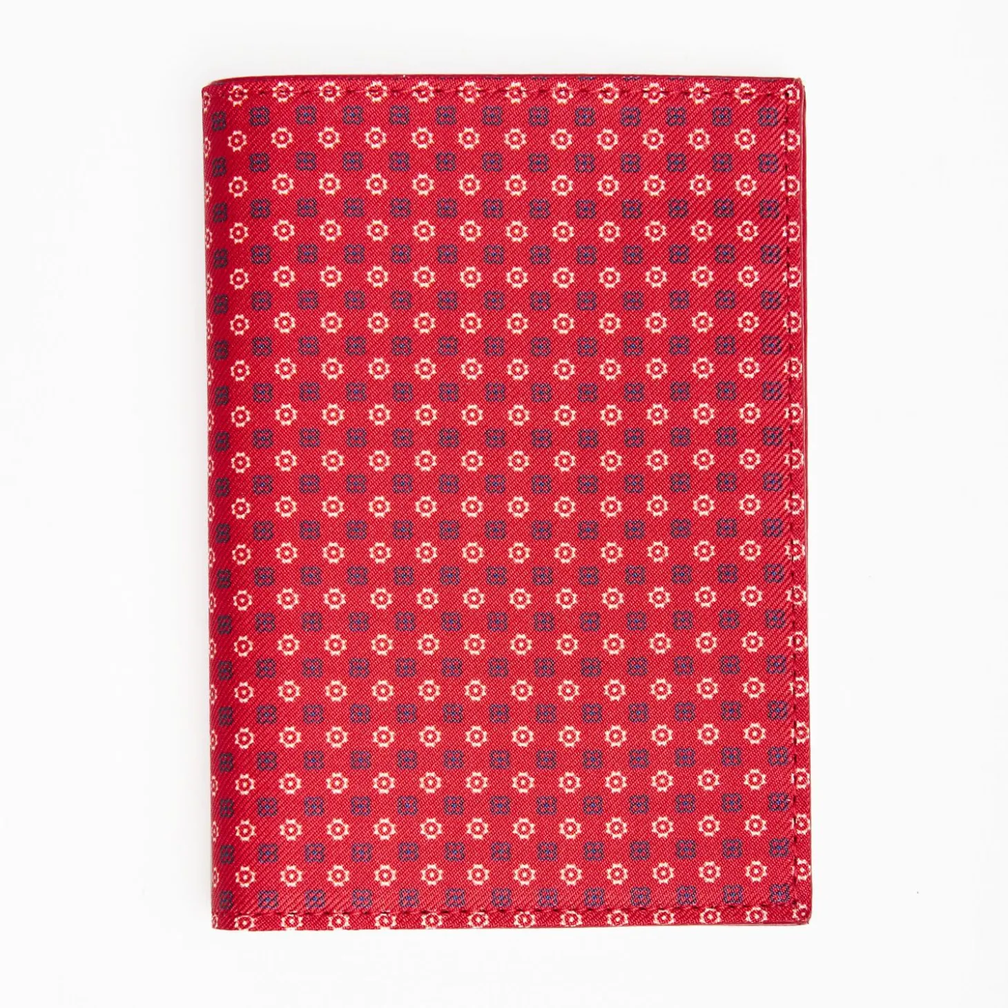 Red Vertical Wallet In Silk And Leather