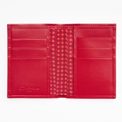Red Vertical Wallet In Silk And Leather