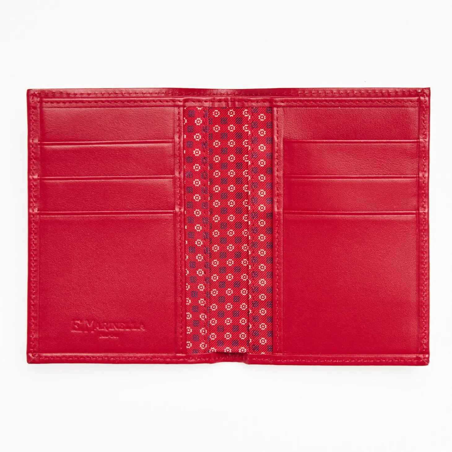 Red Vertical Wallet In Silk And Leather