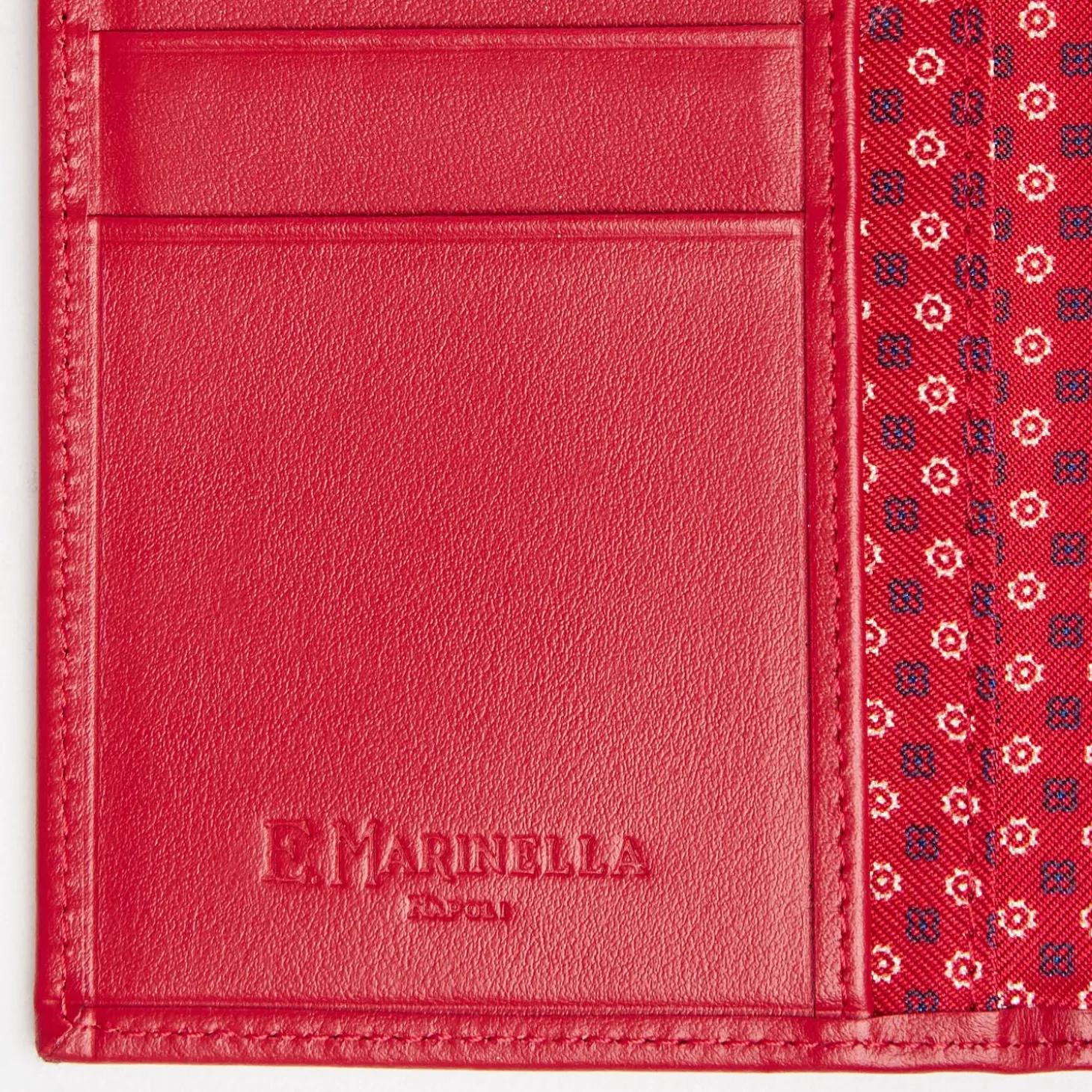 Red Vertical Wallet In Silk And Leather