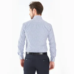 Slim White And Blue Striped Cotton Classic Shirt