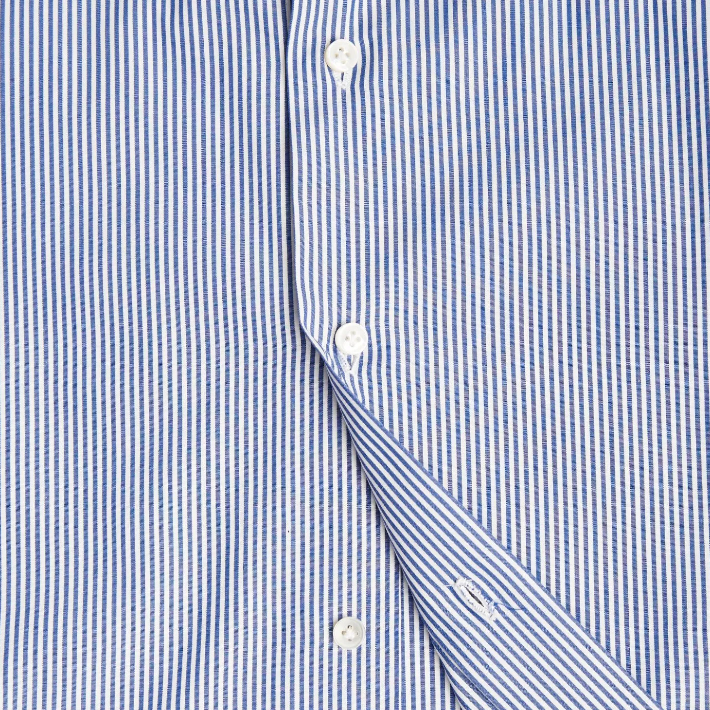 Slim White And Blue Striped Cotton Classic Shirt