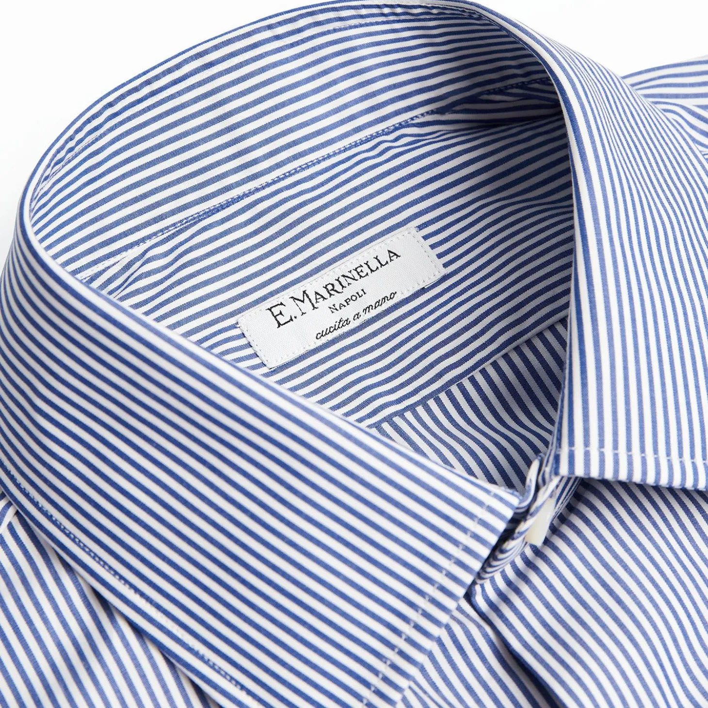 Slim White And Blue Striped Cotton Classic Shirt