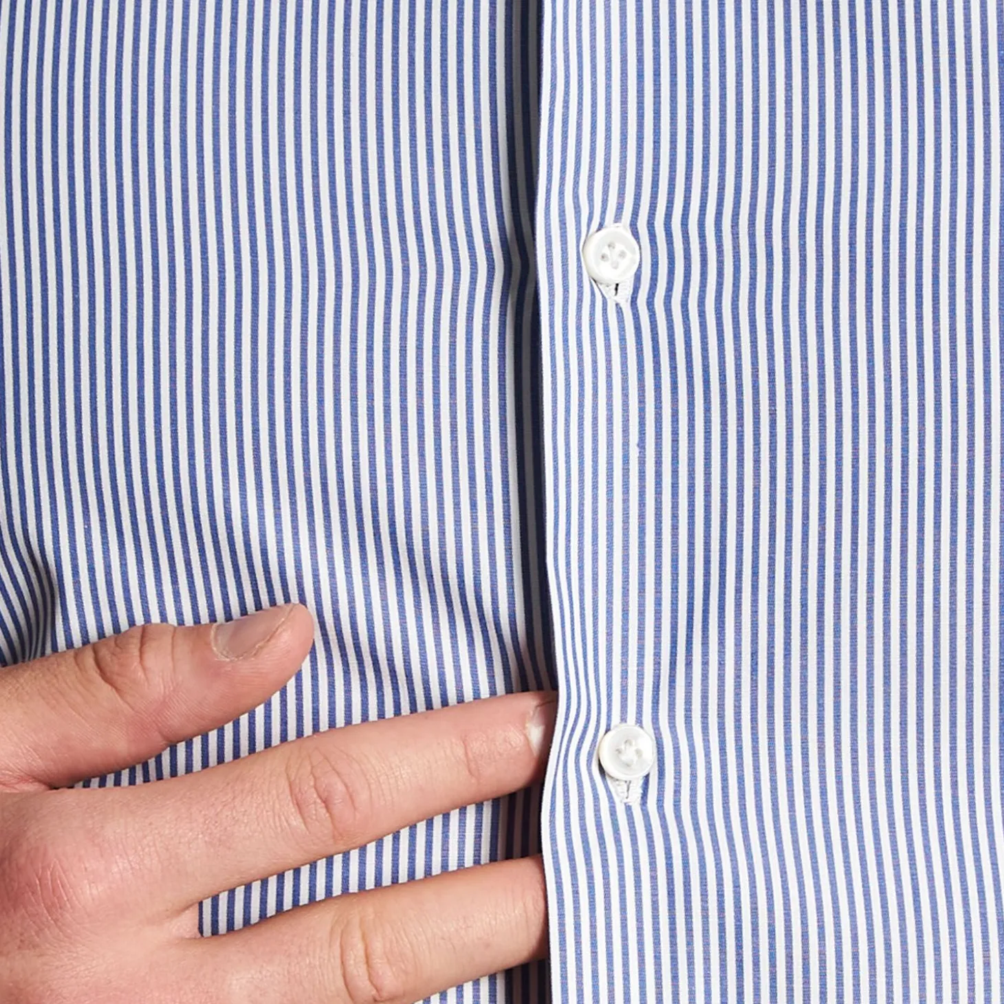 Slim White And Blue Striped Cotton Classic Shirt