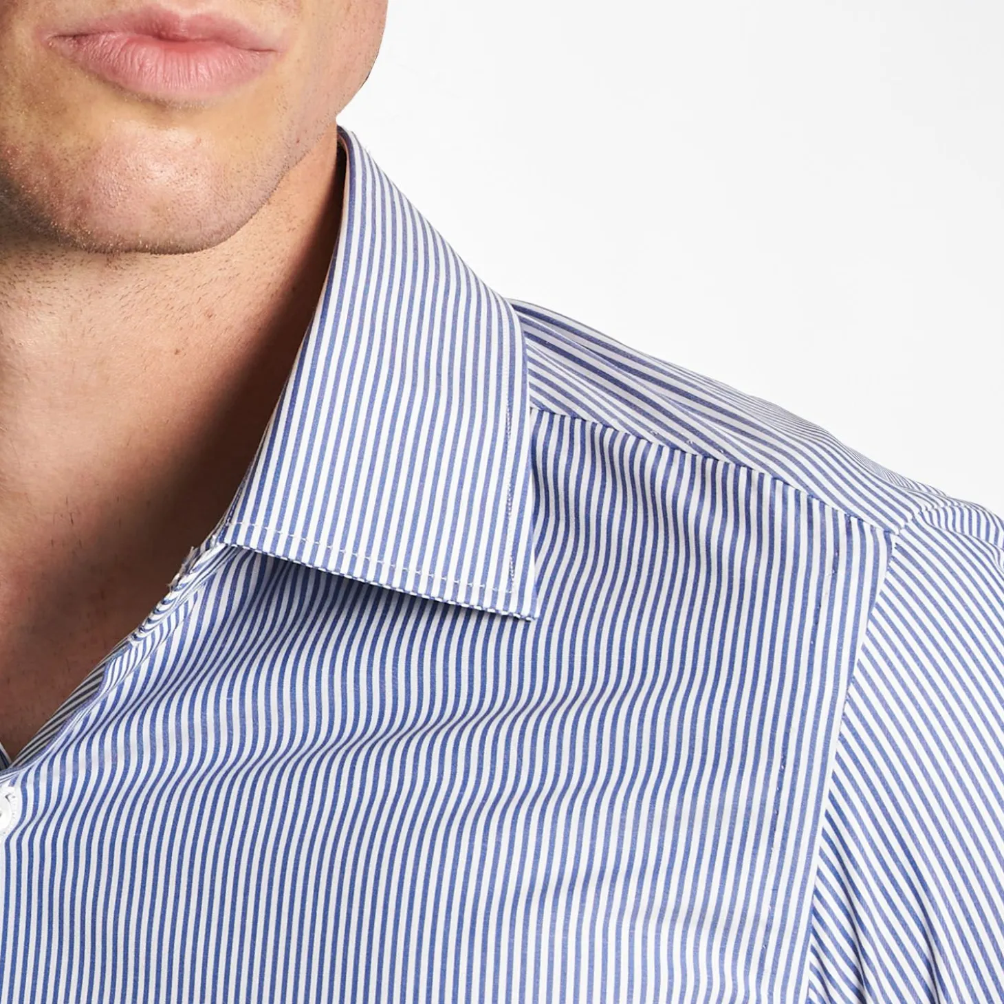 Slim White And Blue Striped Cotton Classic Shirt