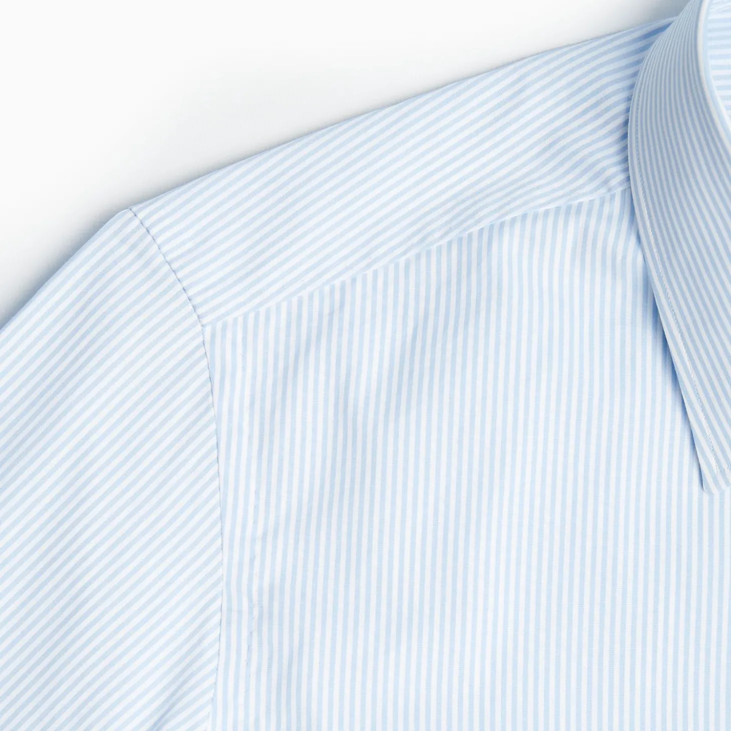 Slim White And Light Blue Striped Cotton Classic Shirt
