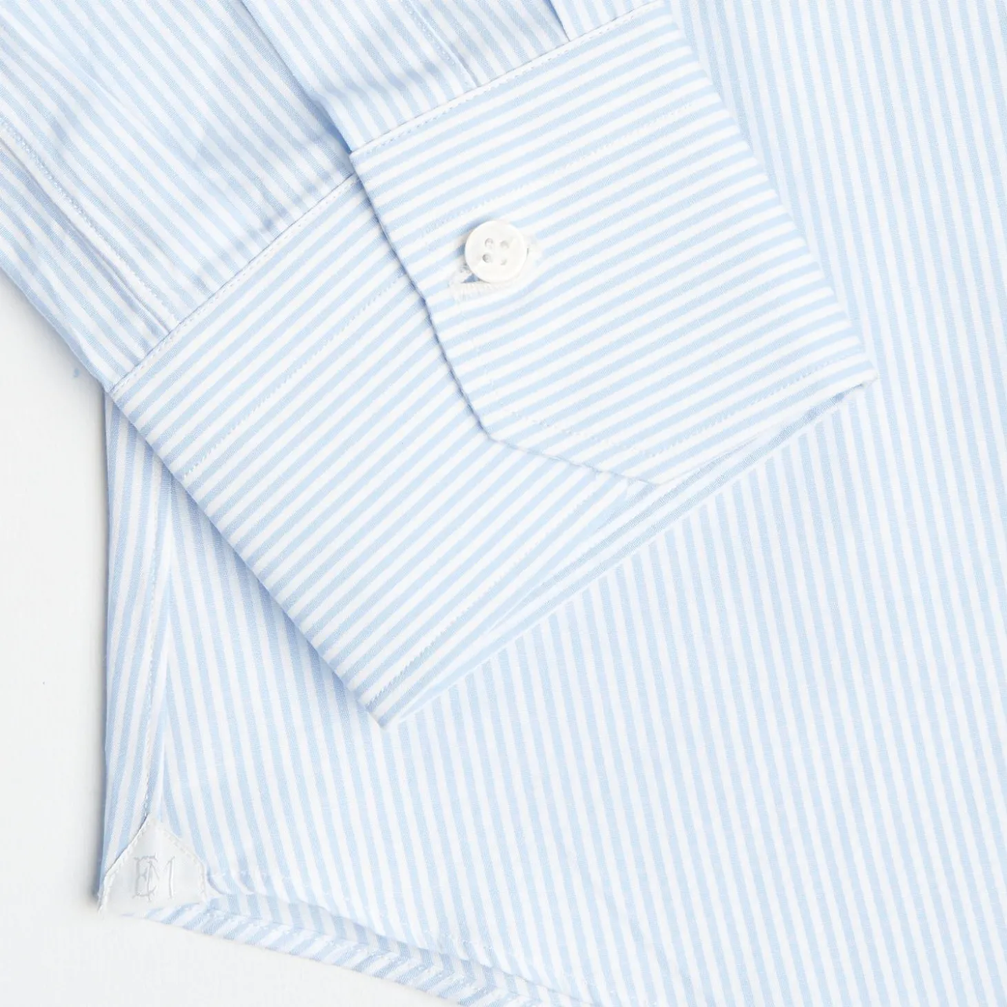 Slim White And Light Blue Striped Cotton Classic Shirt