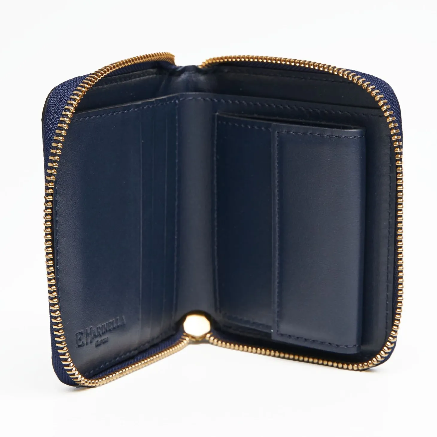 Small Dark Blue Hammered Leather Wallet