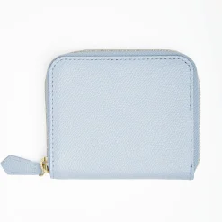 Small Light Blue Hammered Leather Wallet