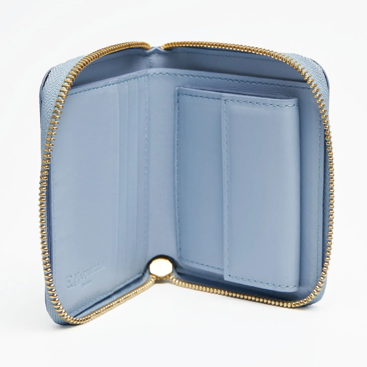 Small Light Blue Hammered Leather Wallet