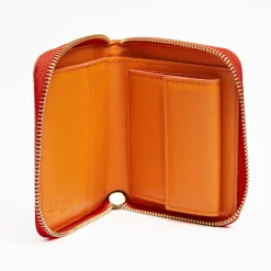 Small Orange Hammered Leather Wallet