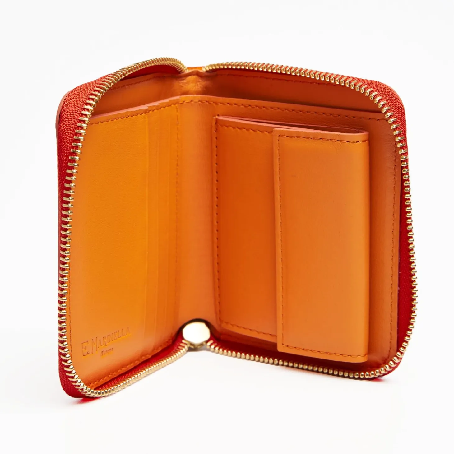 Small Orange Hammered Leather Wallet