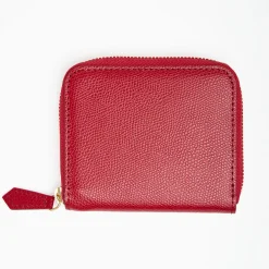 Small Ruby Red Hammered Leather Wallet
