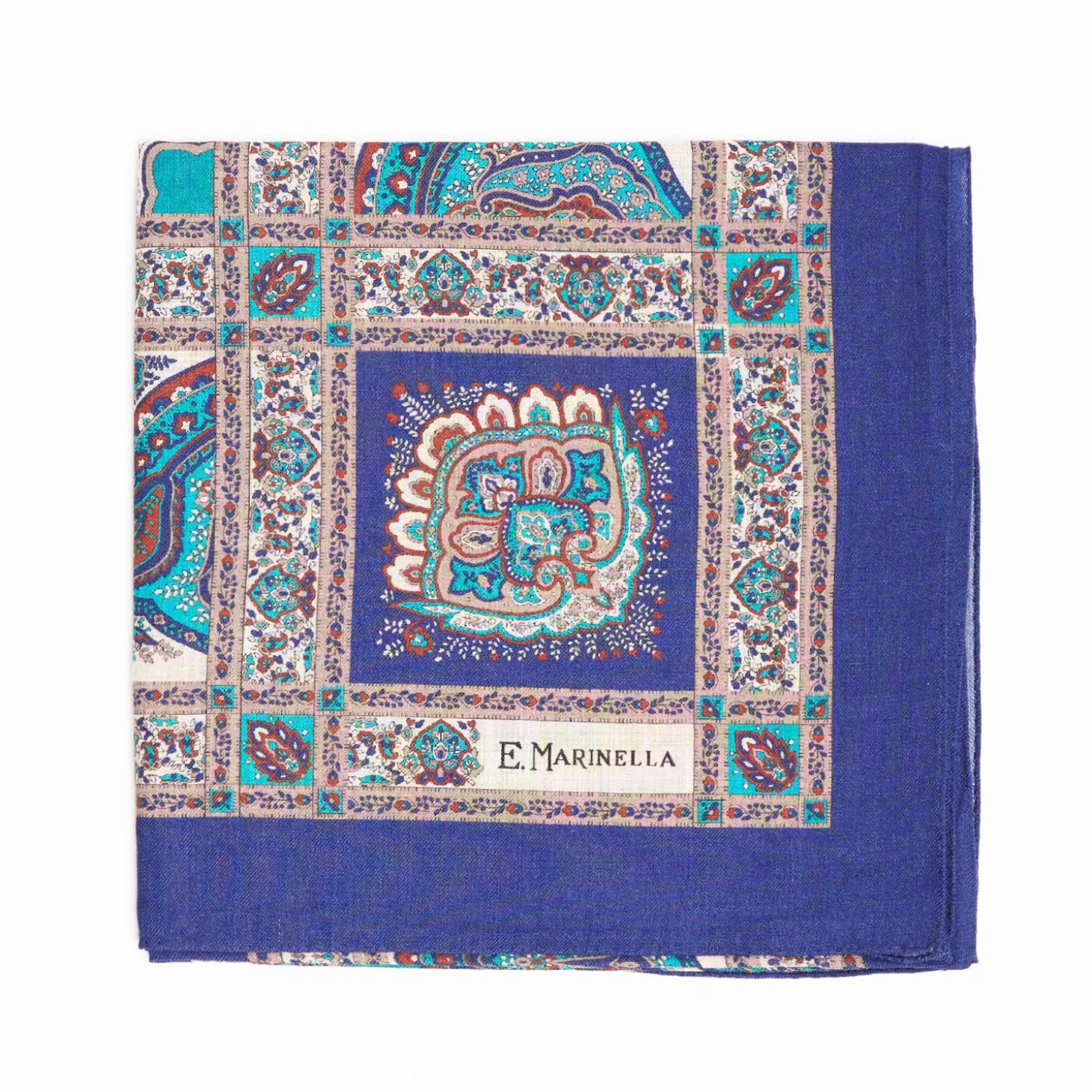 Soft Blue And Green Wool Stole - Floral Pattern
