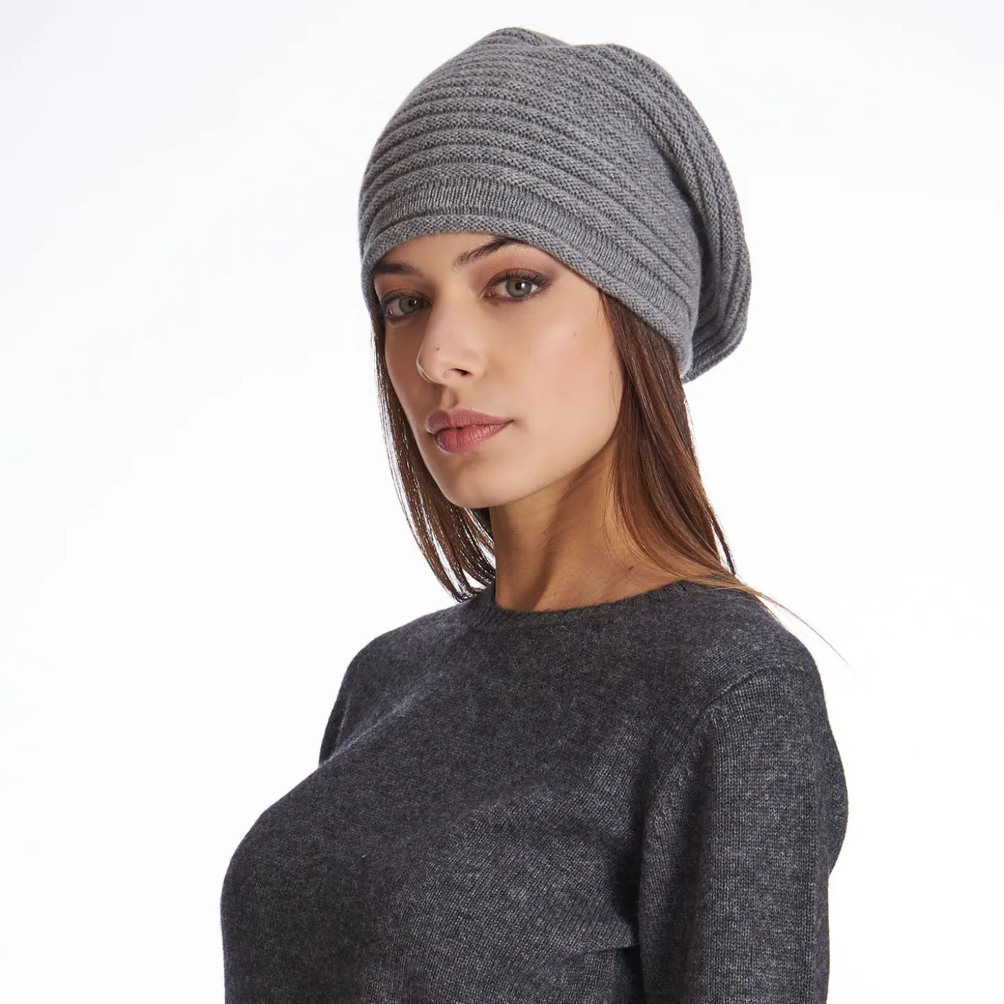 Striped Basque In Gray Cashmere
