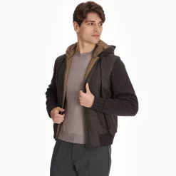 Taupe Color Wool Tricot Knitted Bomber Jacket