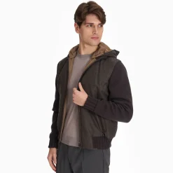 Taupe Color Wool Tricot Knitted Bomber Jacket