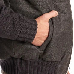 Taupe Color Wool Tricot Knitted Bomber Jacket