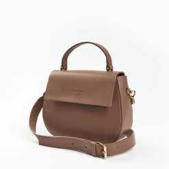 Taupe Smooth Leather Cleo Bag