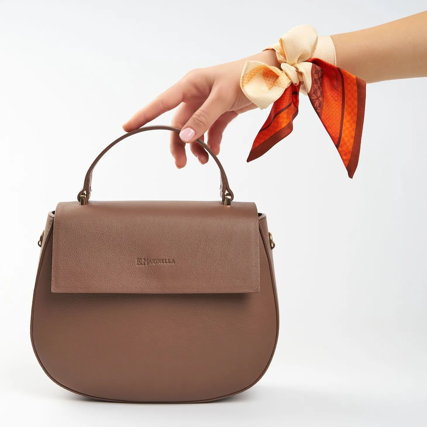 Taupe Smooth Leather Cleo Bag