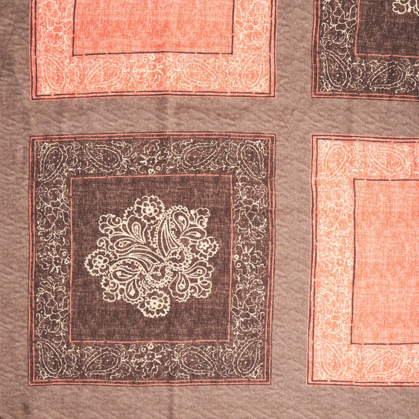 Taupe Wool And Silk Stole - Alternate Checks