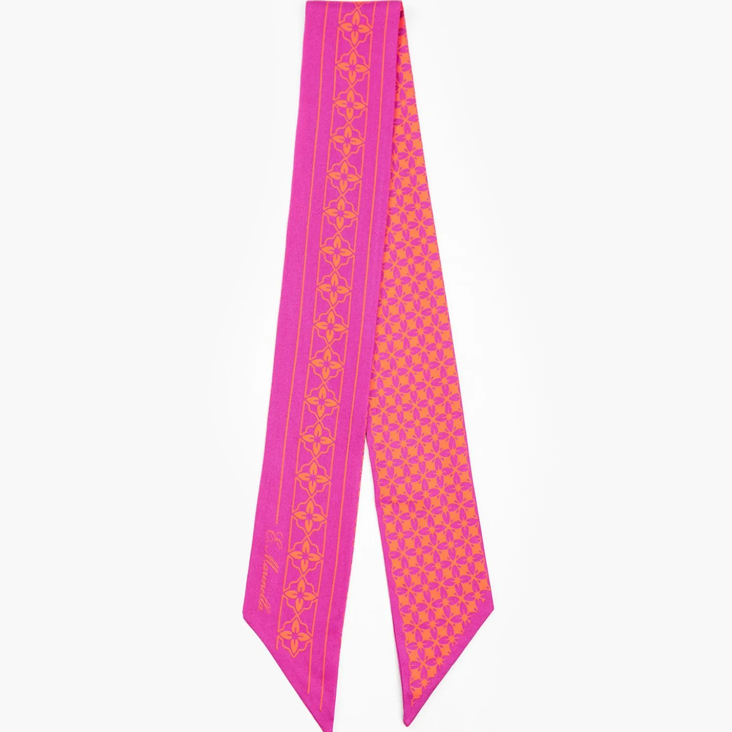 Violet And Orange Silk Twilly