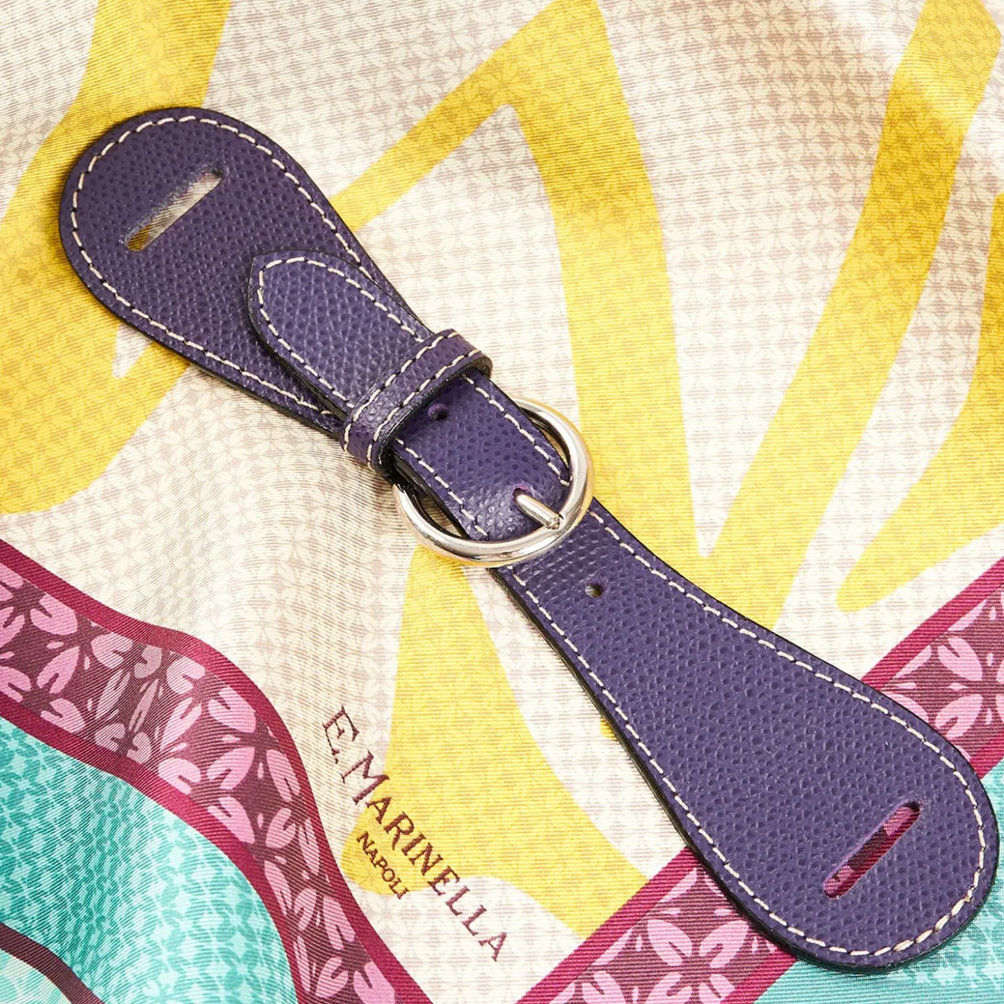 Violet Leather Scarf-Buckle