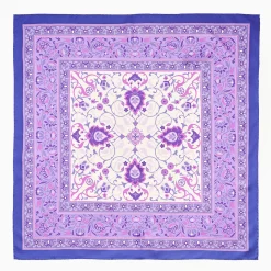 Violet Silk Scarf 90 - Damask Pattern