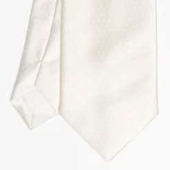 White Cerimonial Silk Satin Tie - Small Polka Dot Pattern