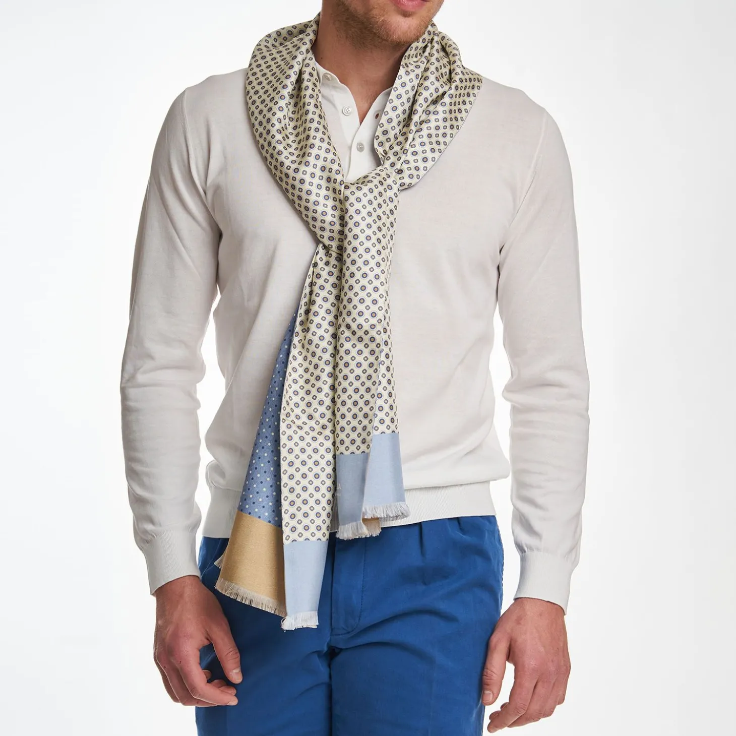 White Double Silk Scarf