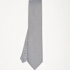 White Extra Long Sartorial Silk Tie - Small Flower Pattern