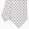 White Extra Long Sartorial Silk Tie - Small Flower Pattern