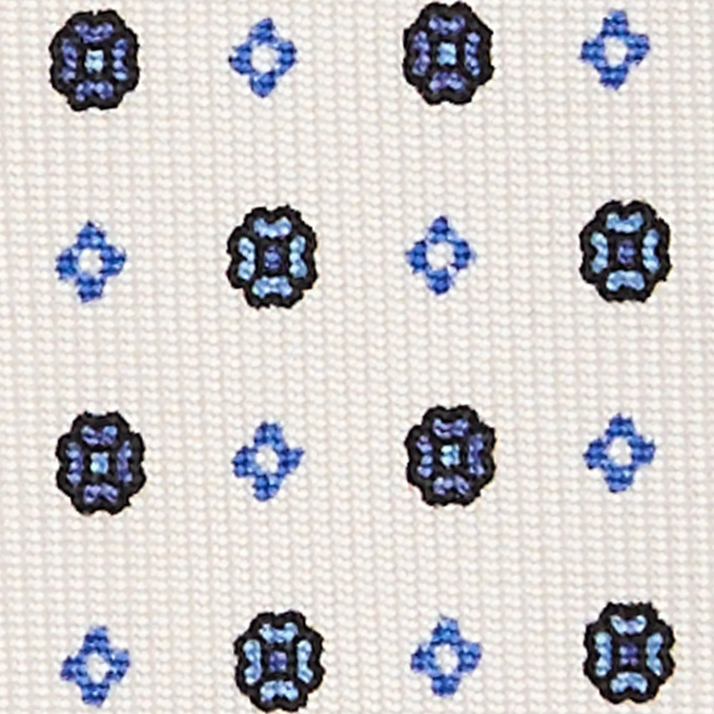 White Extra Long Sartorial Silk Tie - Small Flower Pattern
