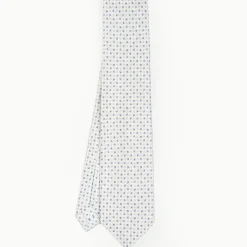White 9 Fold Sartorial Silk Tie Small Flower Pattern