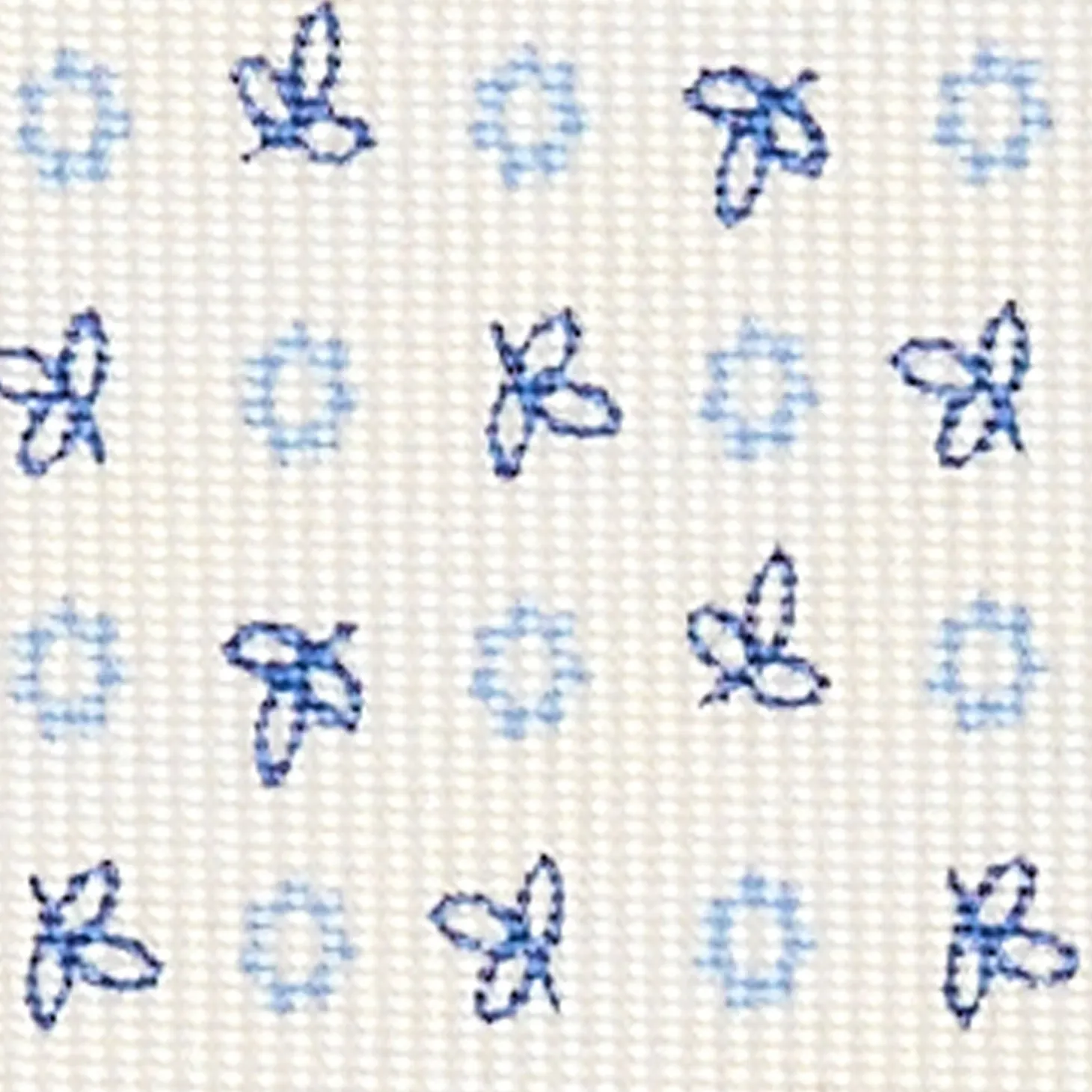 White 9 Fold Sartorial Silk Tie Small Flower Pattern