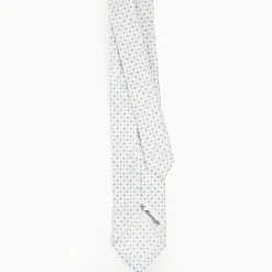 White 7 Fold Sartorial Silk Tie - Small Flower Pattern