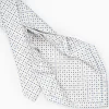 White 9 Fold Sartorial Silk Tie Small Flower Pattern