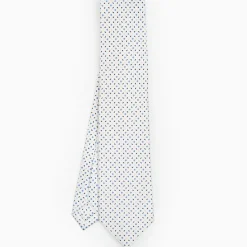 White 9 Fold Sartorial Silk Tie Small Flower Pattern