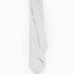 White 9 Fold Sartorial Silk Tie Small Flower Pattern