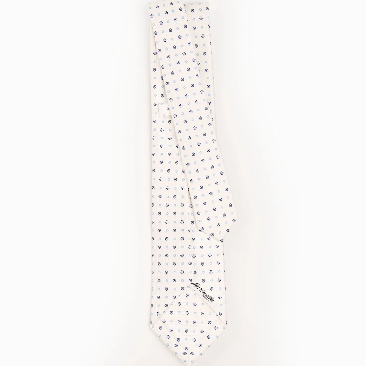 White 9 Fold Sartorial Silk Tie Small Flower Pattern