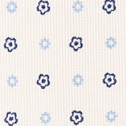 White 9 Fold Sartorial Silk Tie Small Flower Pattern