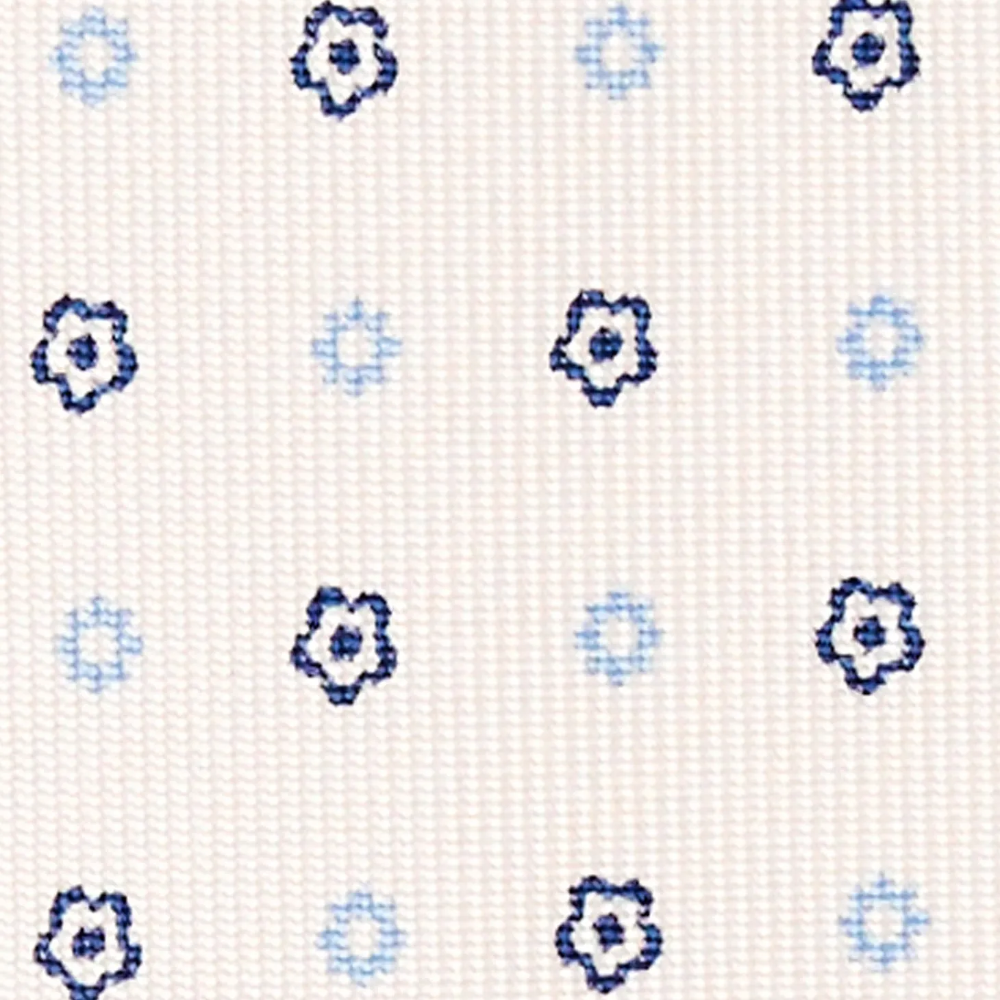 White 9 Fold Sartorial Silk Tie Small Flower Pattern