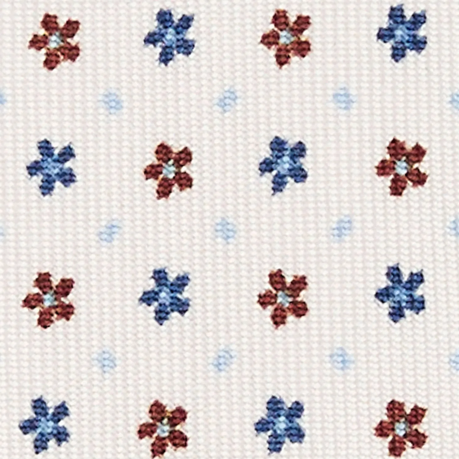 White 9 Fold Sartorial Silk Tie Small Flower Pattern