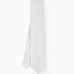 White 5 Fold Sartorial Silk Tie - Small Flower Pattern
