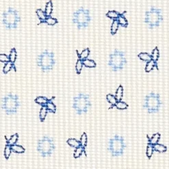 White 5 Fold Sartorial Silk Tie - Small Flower Pattern