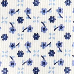 White 5 Fold Sartorial Silk Tie - Small Flower Pattern