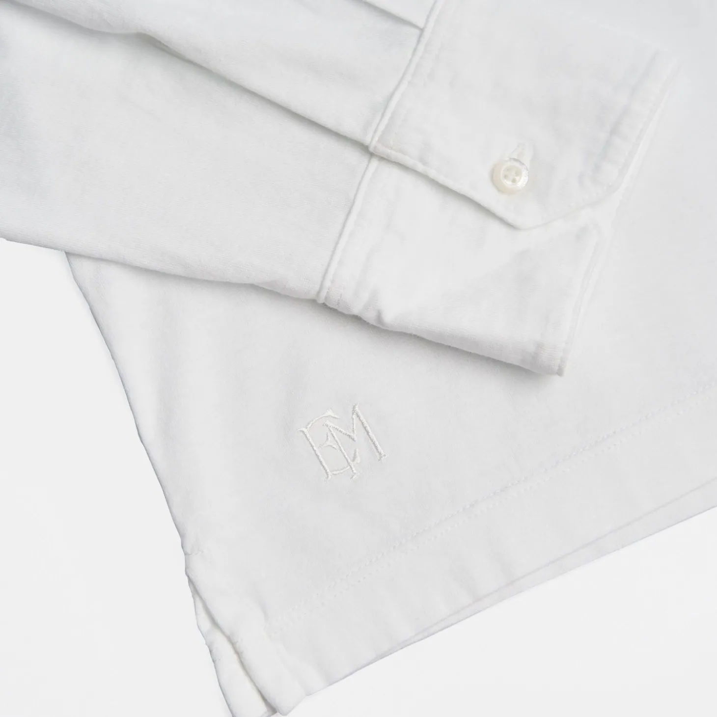 White Jersey Long Sleeve Polo Shirt